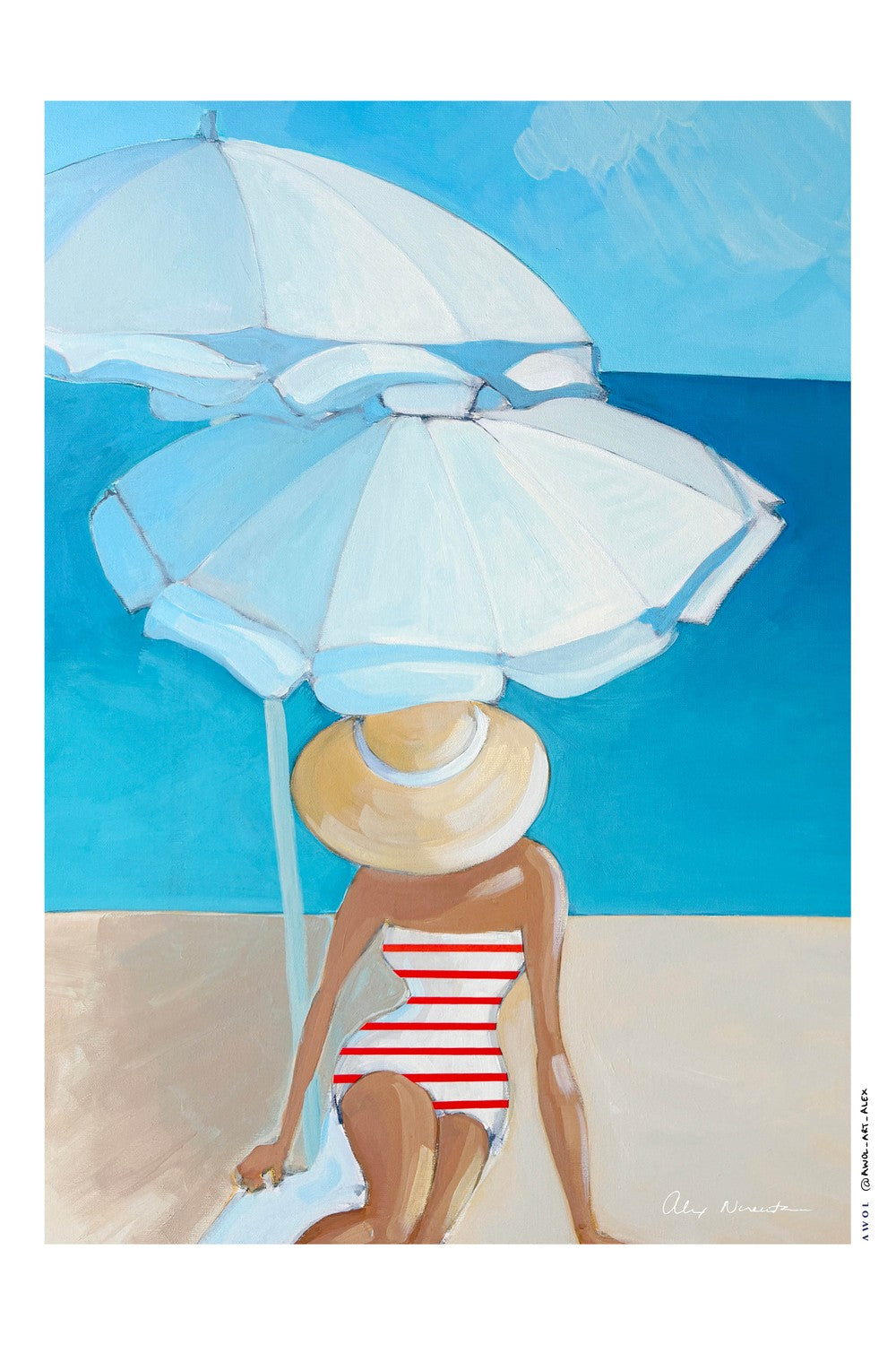 Striped Swimsuit Beach-by-Alex Nereuta-wall-art-print-canvas-poster-framed-Gioia