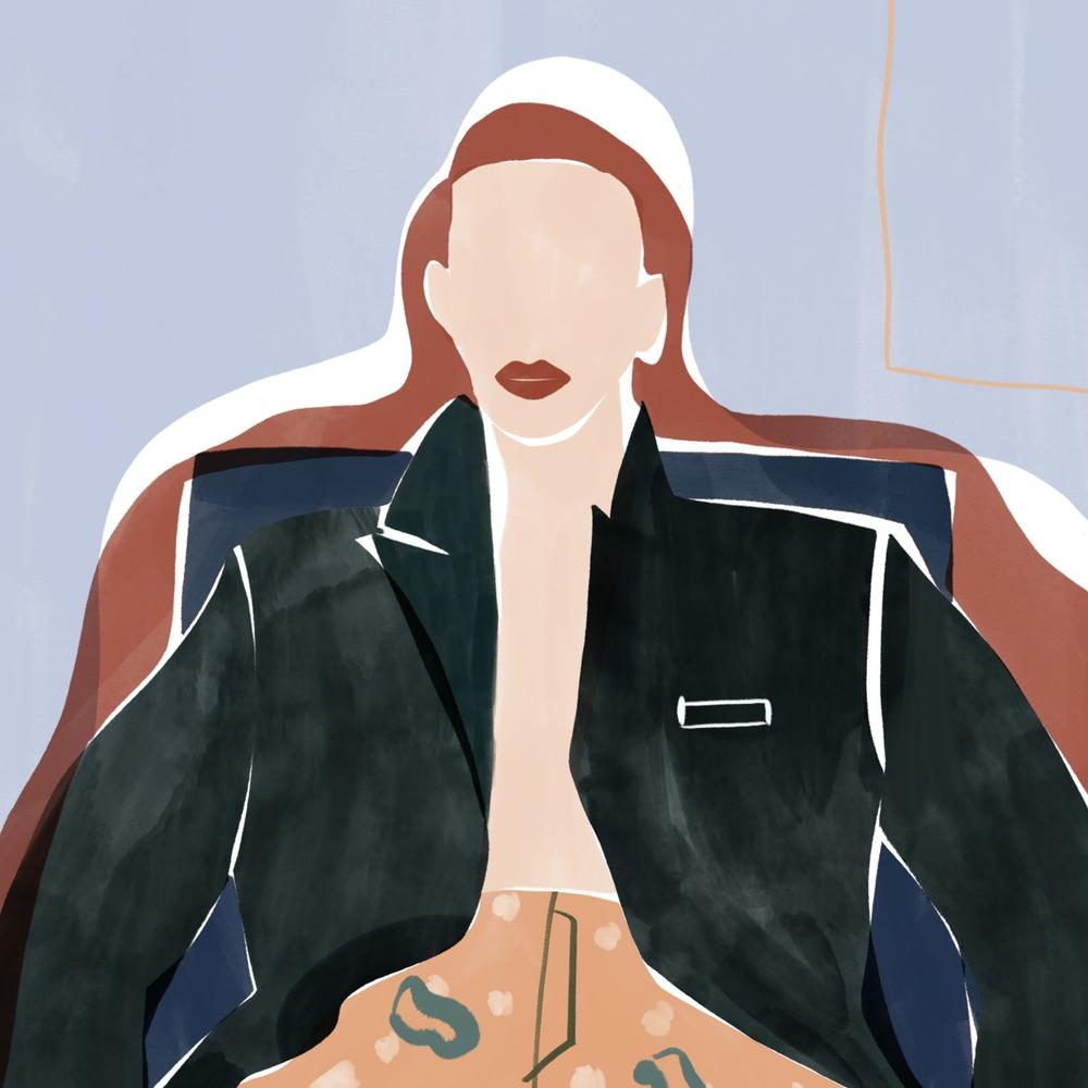 Stylish Woman Relaxing-by-Ivy Green Illustrations-wall-art-print-canvas-poster-framed-Gioia