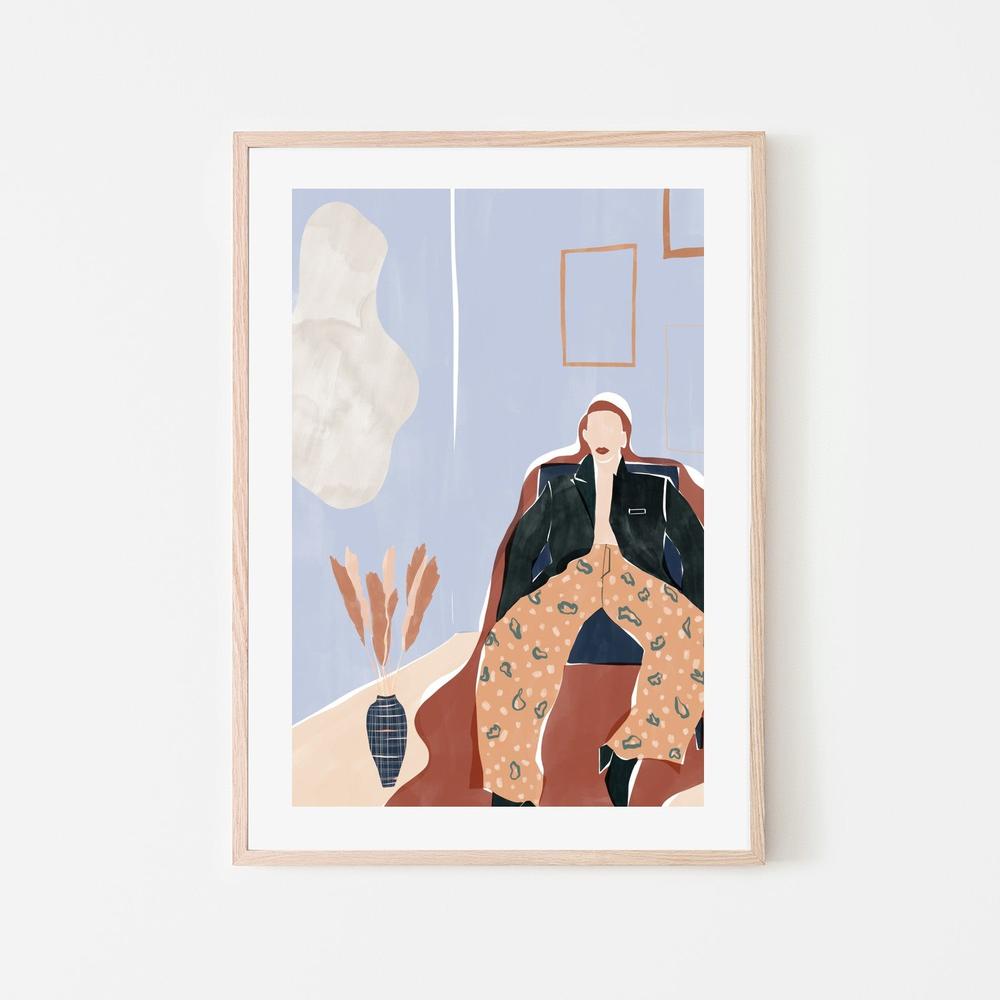 Stylish Woman Relaxing-by-Ivy Green Illustrations-wall-art-print-canvas-poster-framed-Gioia