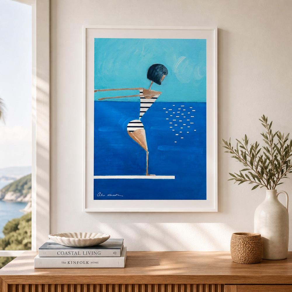 Summer Pool Diver-by-Alex Nereuta-wall-art-print-canvas-poster-framed-Gioia