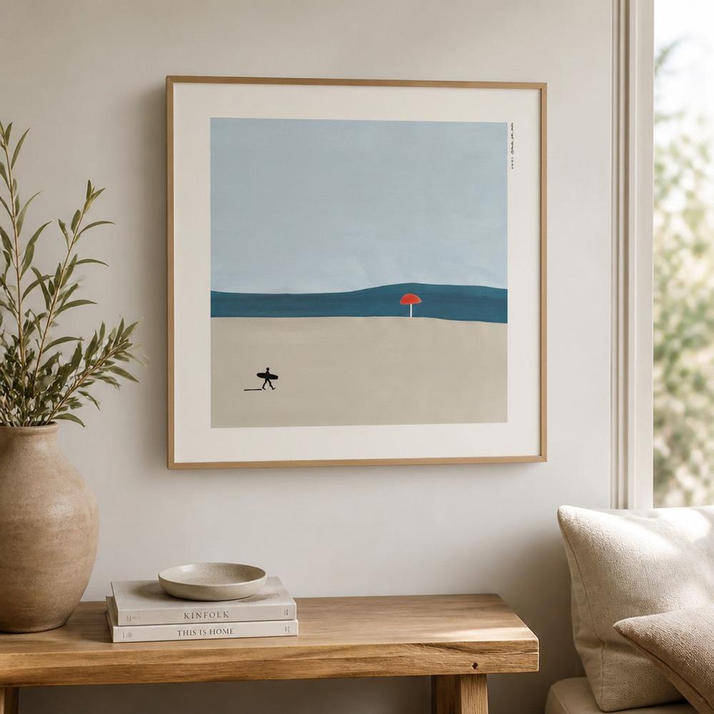 Surfer Beach Umbrella-by-Alex Nereuta-wall-art-print-canvas-poster-framed-Gioia