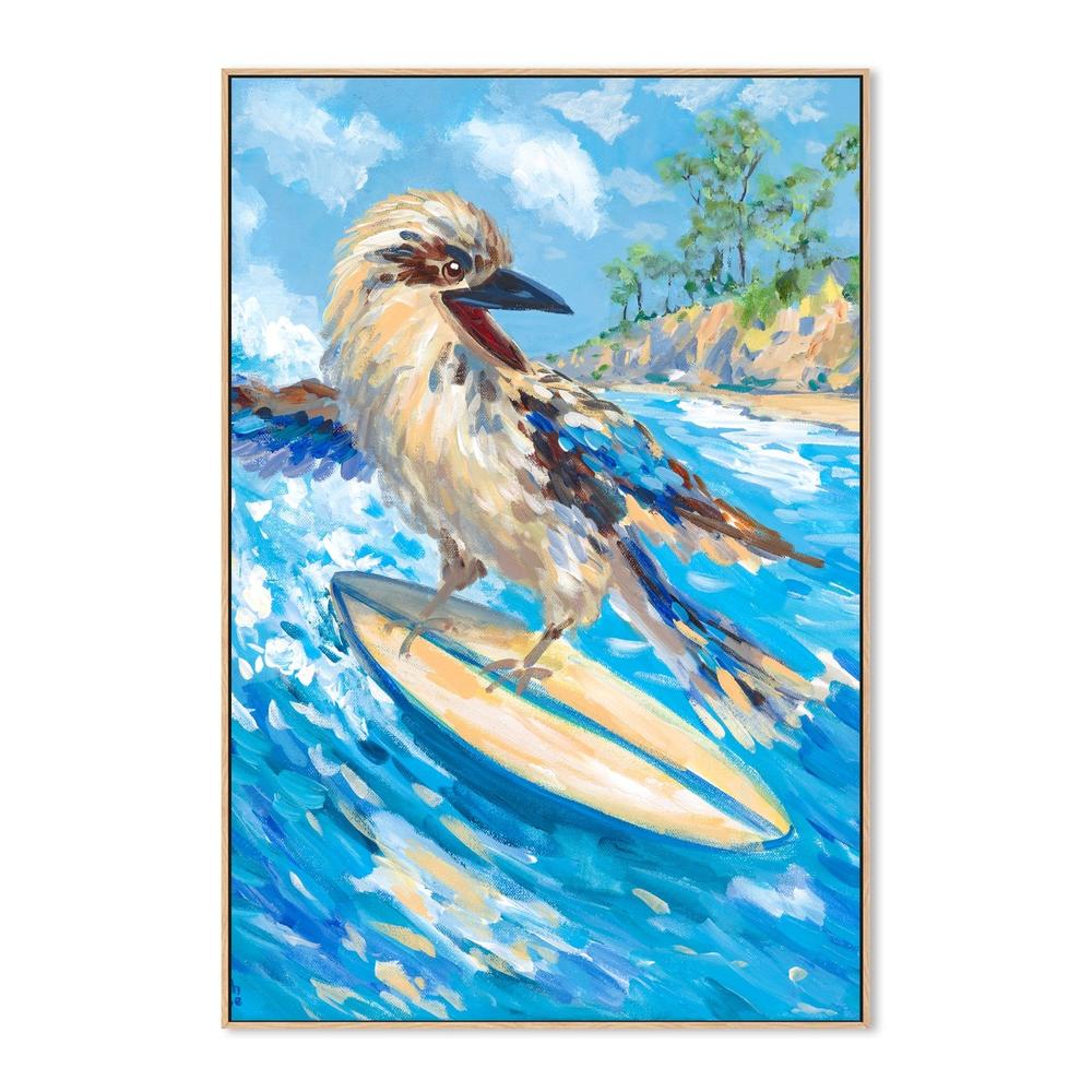 Surfing Kookaburra-by-Meredith Howse-wall-art-print-canvas-poster-framed-Gioia