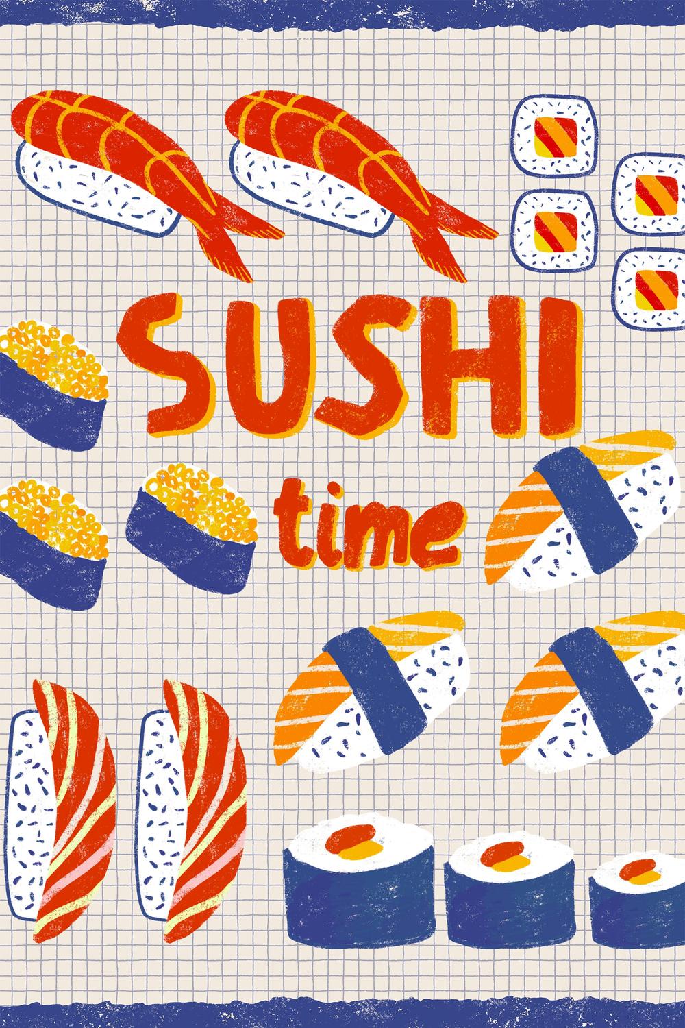 Sushi Time Delights-by-Radhika Modi-wall-art-print-canvas-poster-framed-Gioia