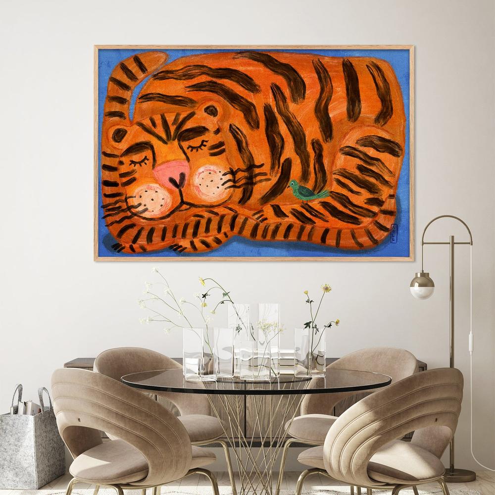 Sweet Sleeping Tiger-by-Dirkie Nell-wall-art-print-canvas-poster-framed-Gioia
