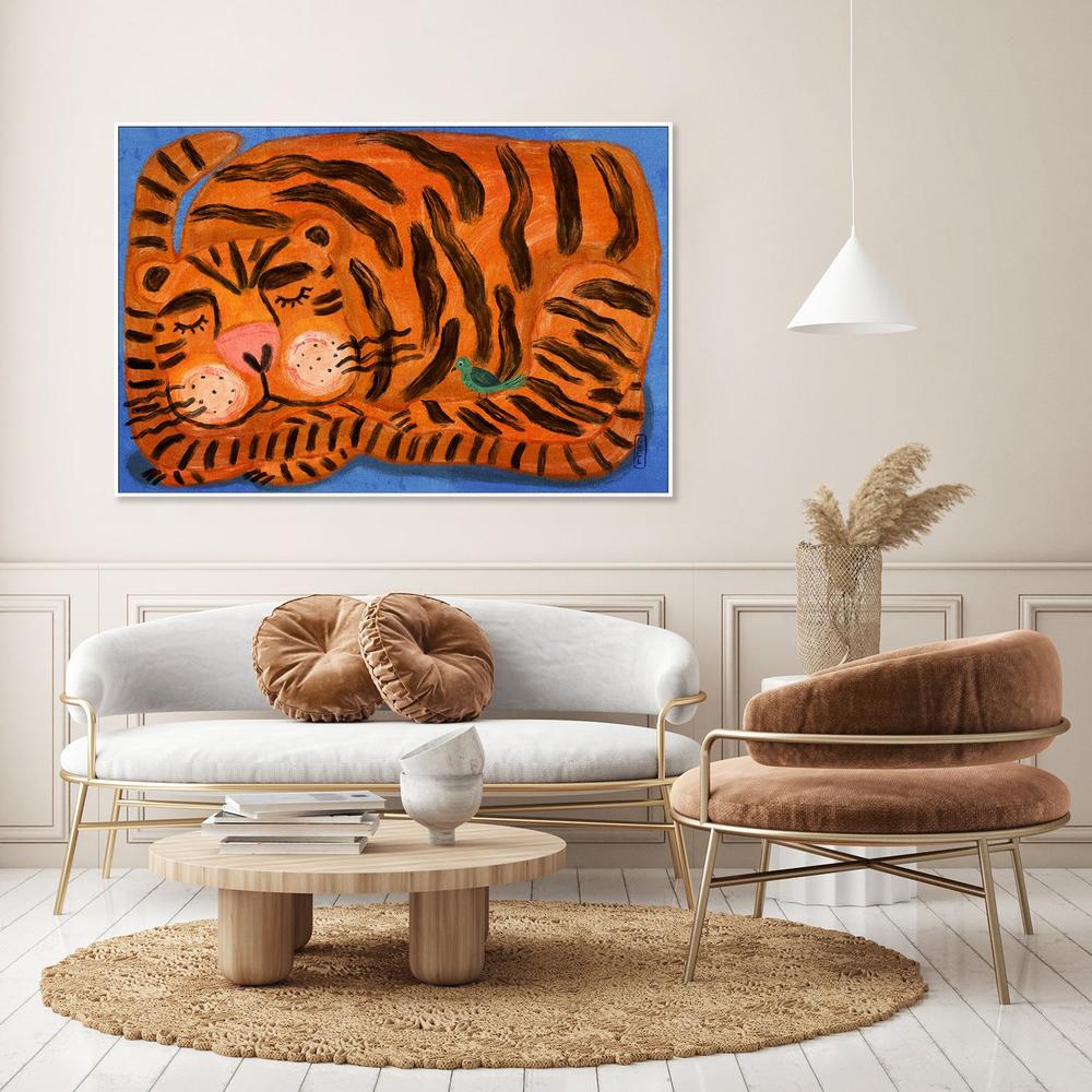 Sweet Sleeping Tiger-by-Dirkie Nell-wall-art-print-canvas-poster-framed-Gioia