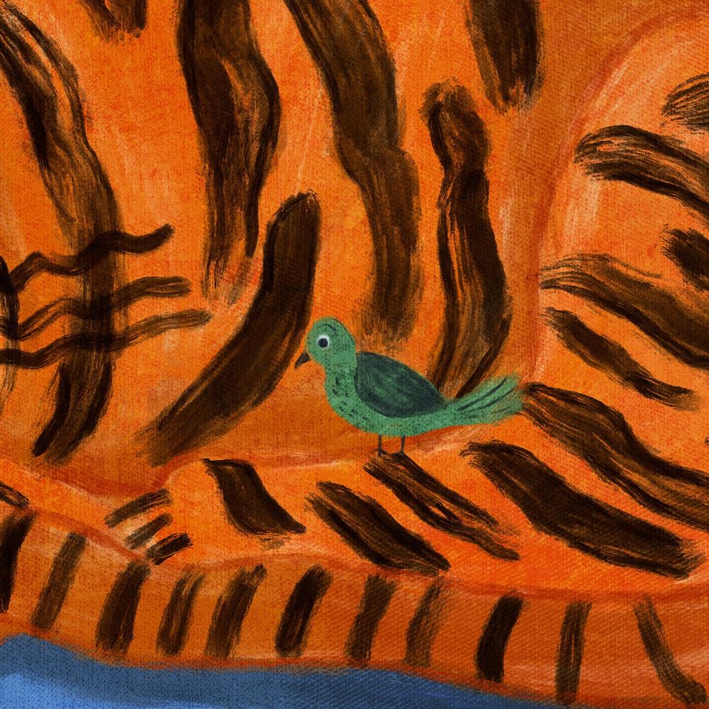 Sweet Sleeping Tiger-by-Dirkie Nell-wall-art-print-canvas-poster-framed-Gioia