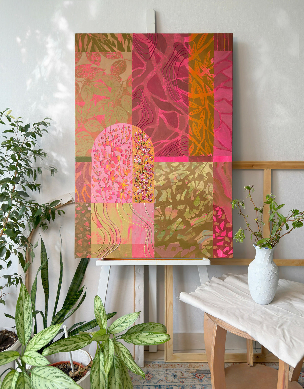 Through the Visible / Visible Through I - Original Artwork with Embroidery