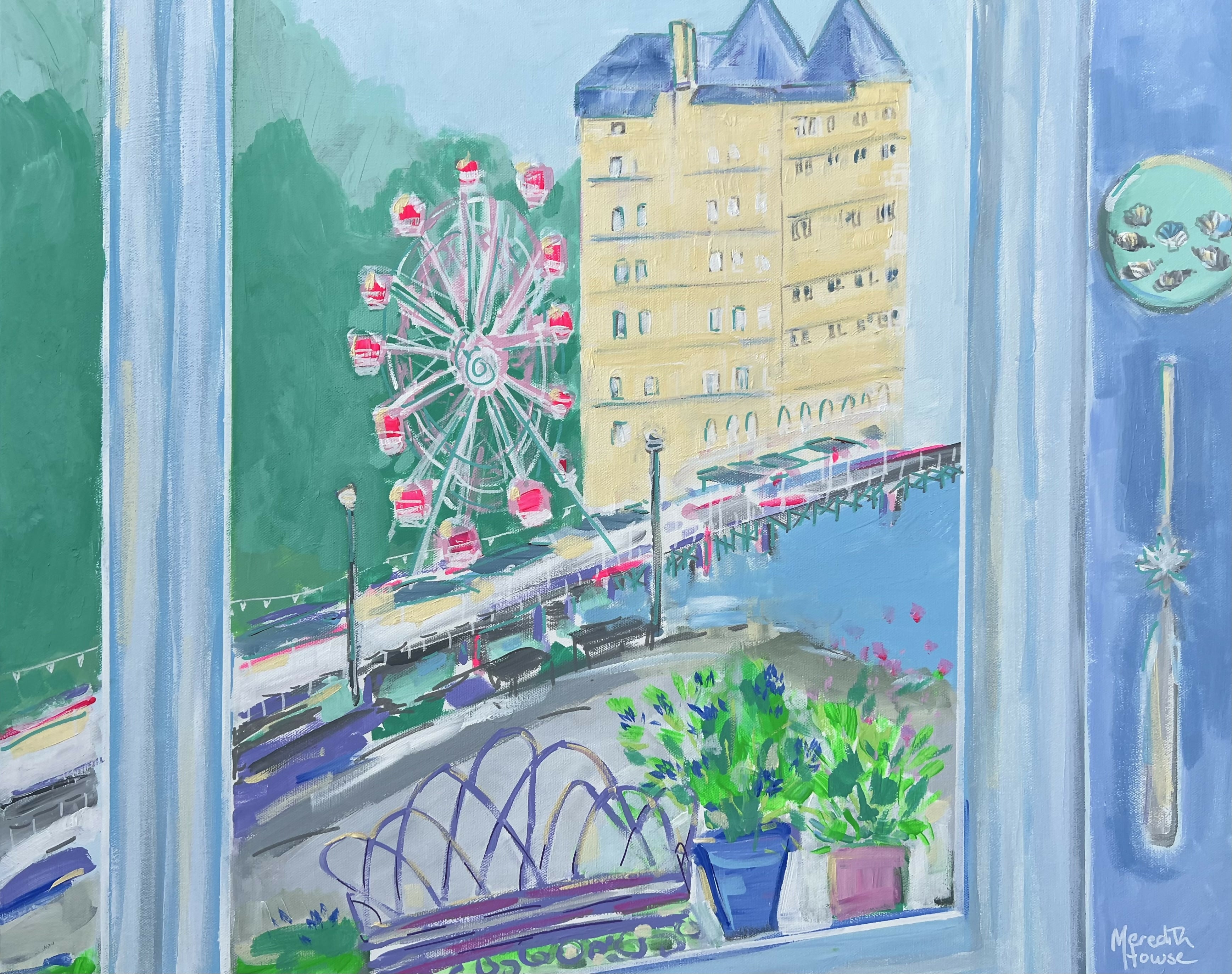 Summer on Llandudno Pier. Original hand-painted artwork by Meredith Howse.