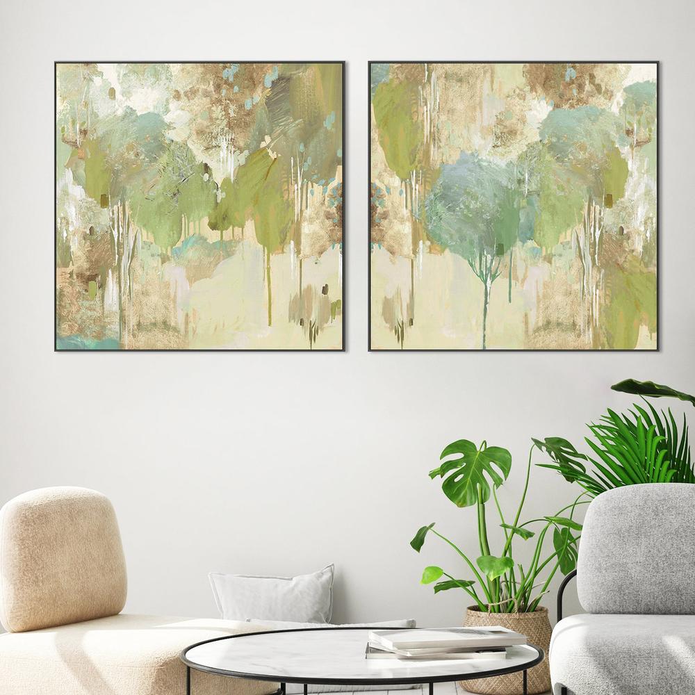 Teal Forest , Style A & B , Set Of 2-by-Lera-wall-art-print-canvas-poster-framed-Gioia