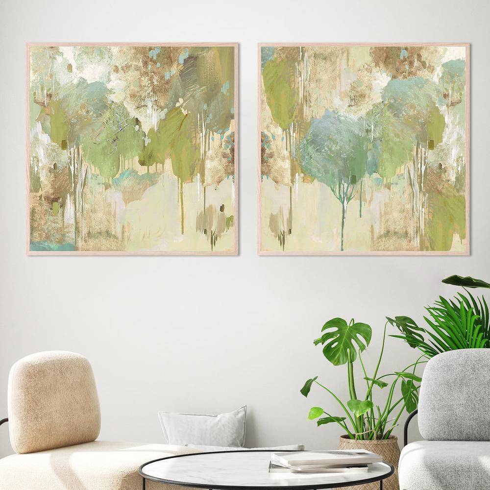 Teal Forest , Style A & B , Set Of 2-by-Lera-wall-art-print-canvas-poster-framed-Gioia