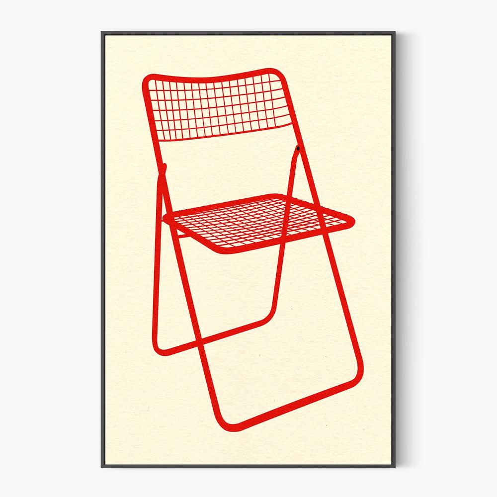 Ted Net Chair Red-by-Rosi Feist-wall-art-print-canvas-poster-framed-Gioia
