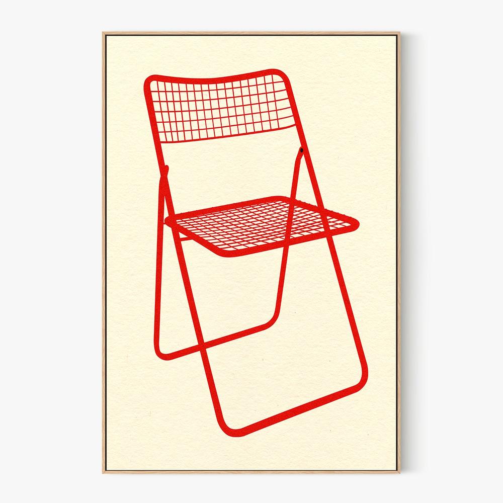 Ted Net Chair Red-by-Rosi Feist-wall-art-print-canvas-poster-framed-Gioia