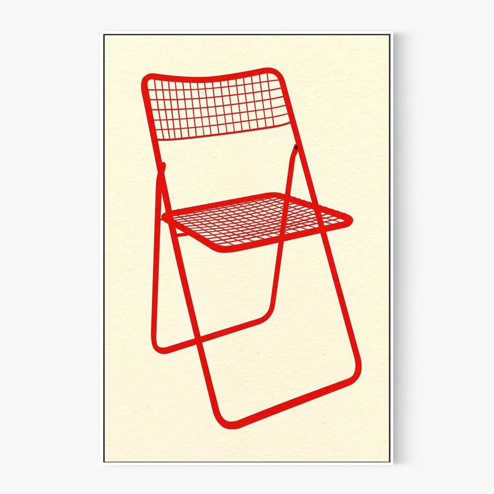 Ted Net Chair Red-by-Rosi Feist-wall-art-print-canvas-poster-framed-Gioia