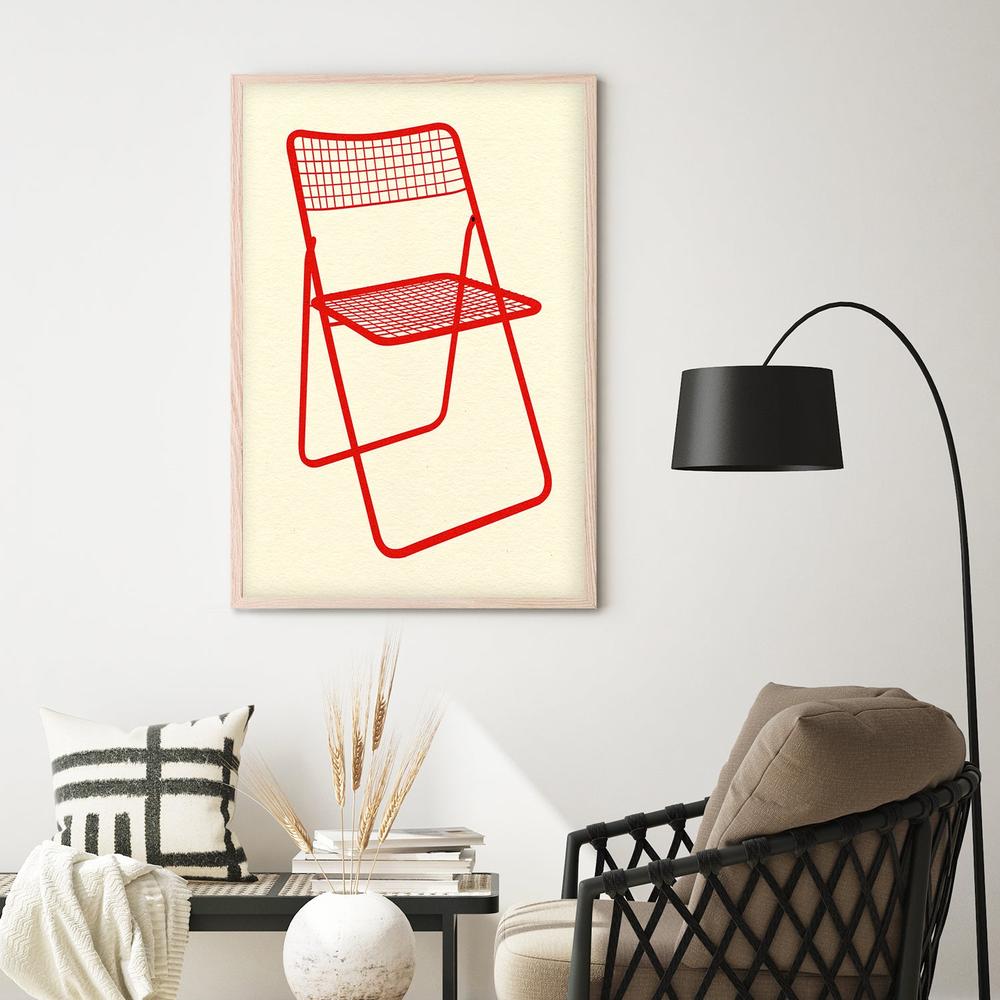 Ted Net Chair Red-by-Rosi Feist-wall-art-print-canvas-poster-framed-Gioia