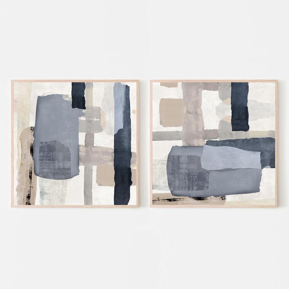 Tides in Check, Style A & B , Set Of 2-by-Jacob Q-wall-art-print-canvas-poster-framed-Gioia