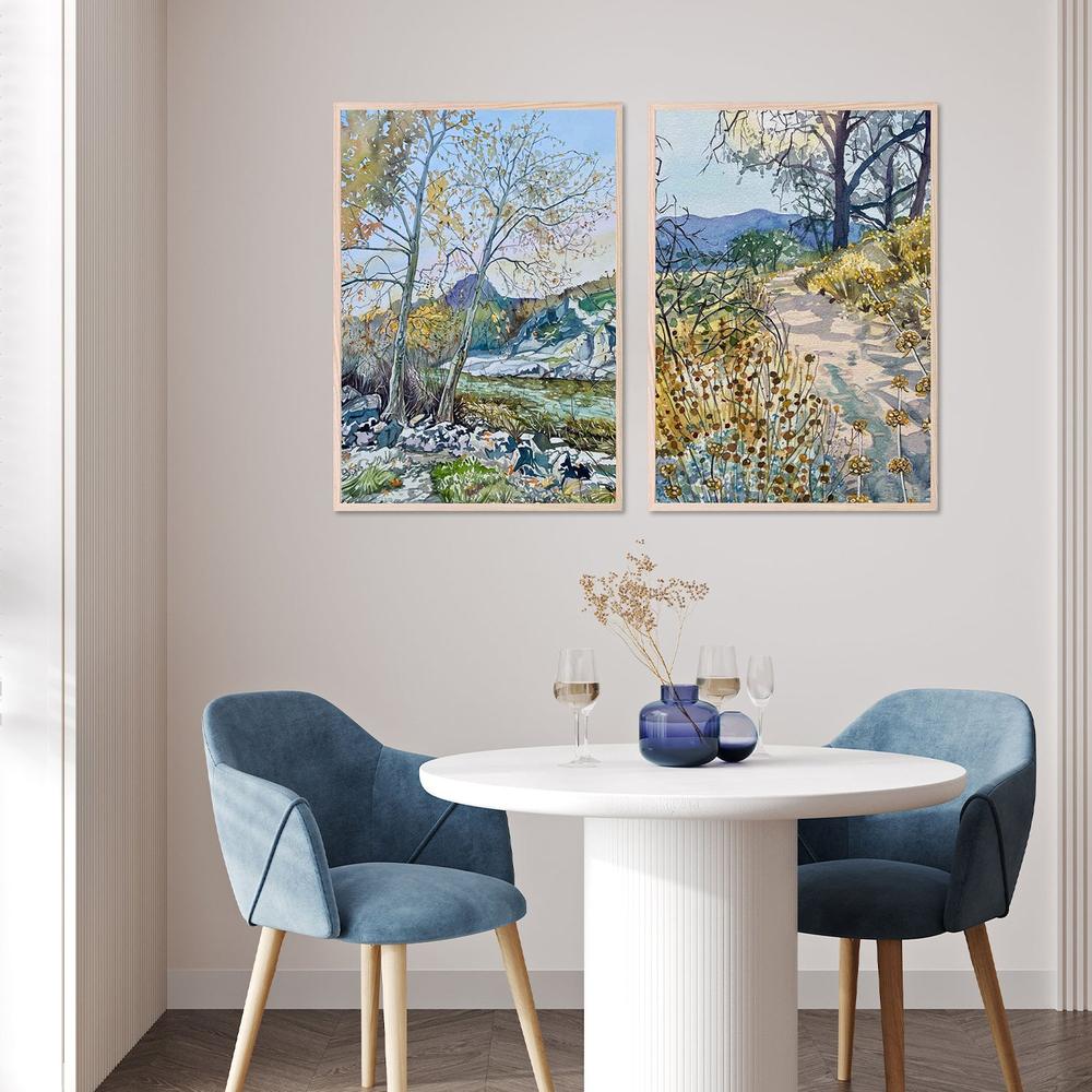 Tranquil Autumn River & Tranquil Nature Trail, Set Of 2-by-Luisa Millicent-wall-art-print-canvas-poster-framed-Gioia