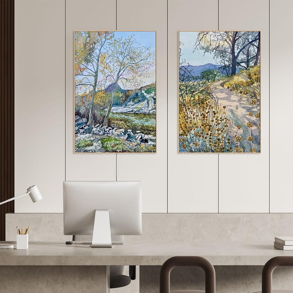 Tranquil Autumn River & Tranquil Nature Trail, Set Of 2-by-Luisa Millicent-wall-art-print-canvas-poster-framed-Gioia