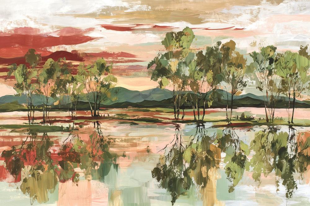 Trees Mirrored in Tranquil Waters-by-Chromatic Storm Studio-wall-art-print-canvas-poster-framed-Gioia