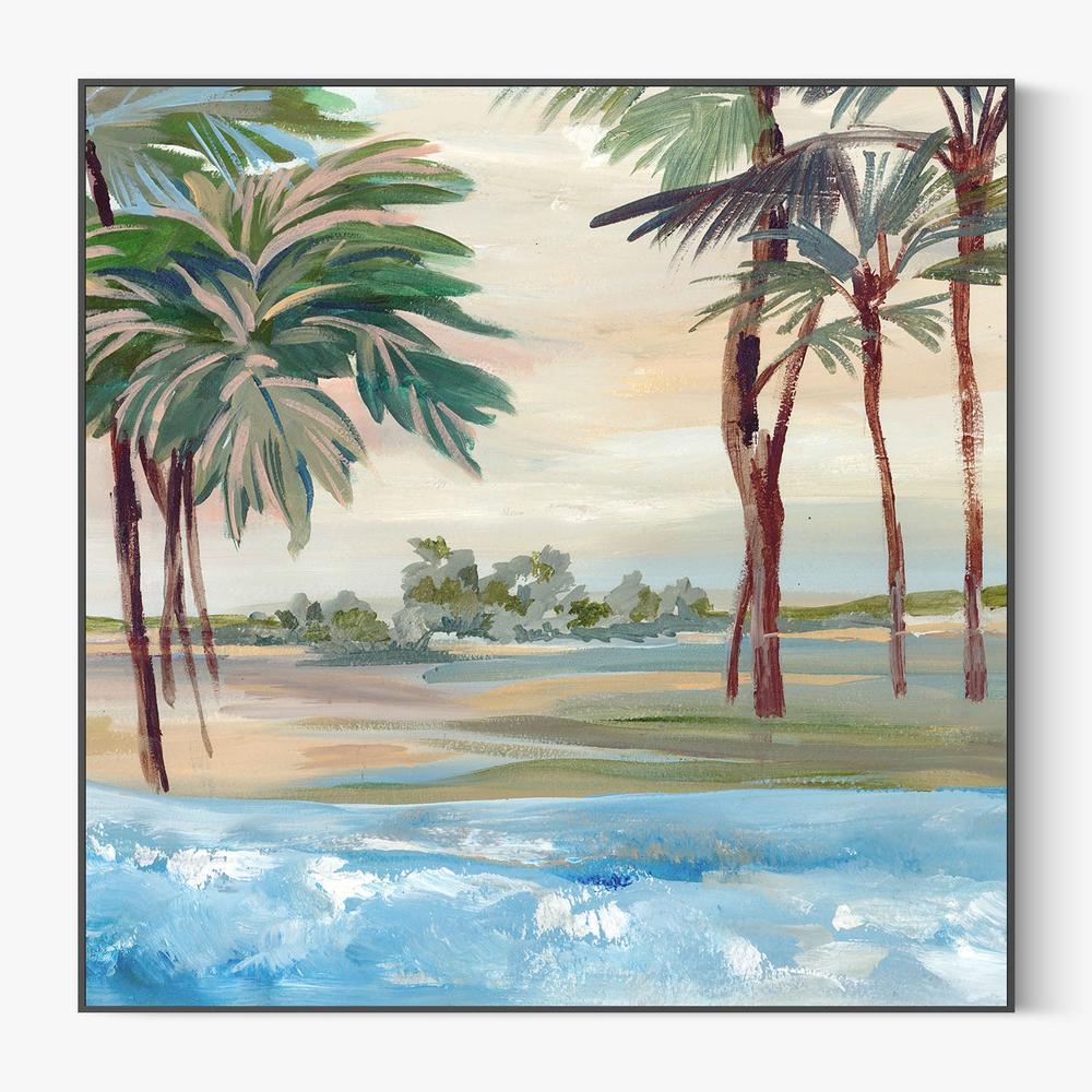 Tropical Shoreline with Palm Trees-by-Lera-wall-art-print-canvas-poster-framed-Gioia