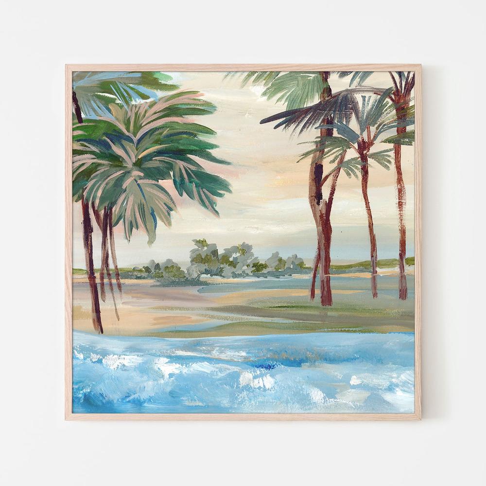 Tropical Shoreline with Palm Trees-by-Lera-wall-art-print-canvas-poster-framed-Gioia