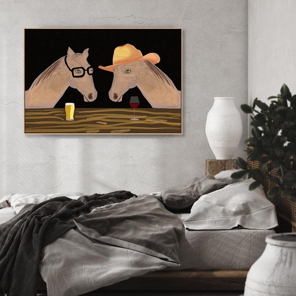 Two Horses at the Bar-by-Sharyn Bursic-wall-art-print-canvas-poster-framed-Gioia