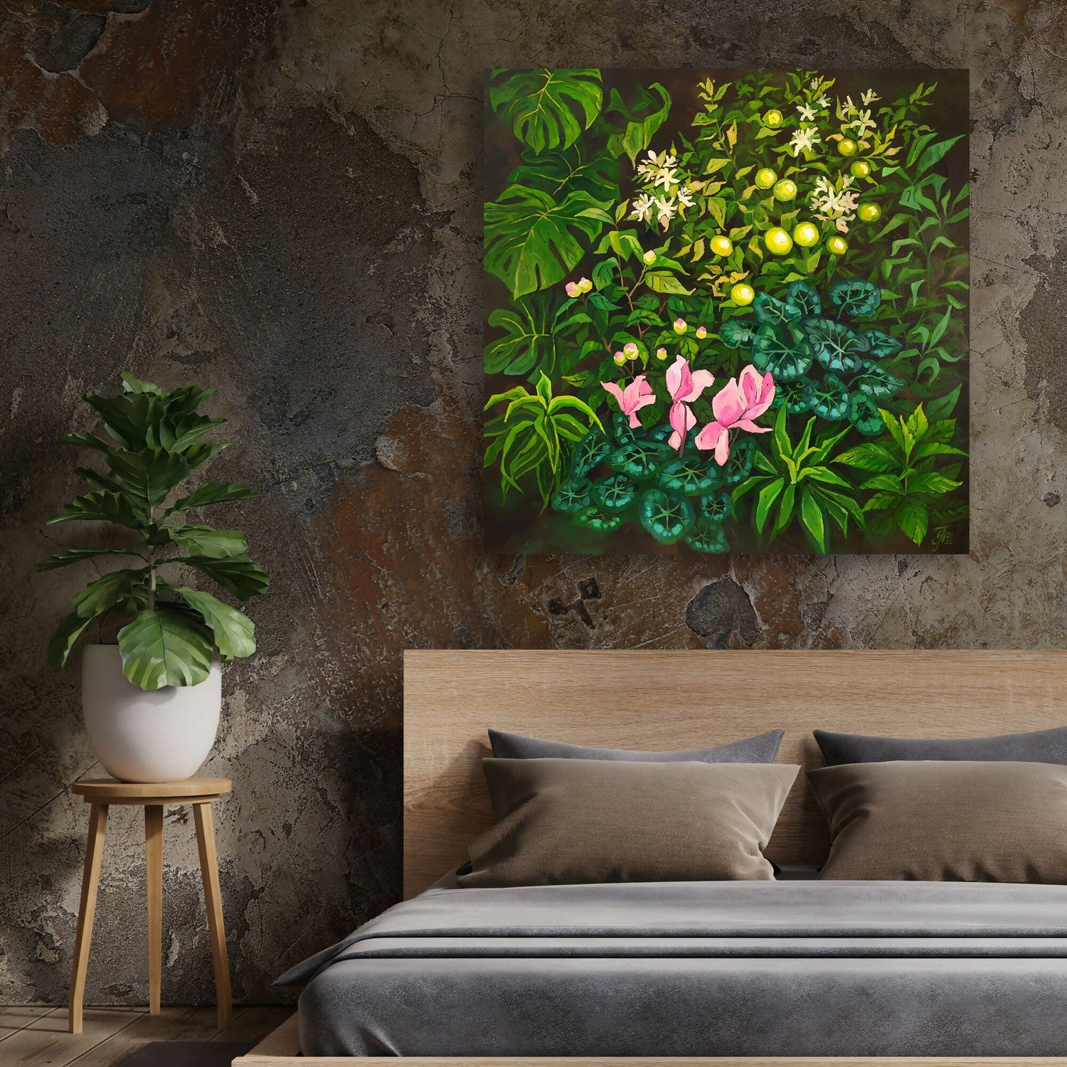 Lemon Garden, Original Hand-Painted Canvas By Ekaterina Prisich