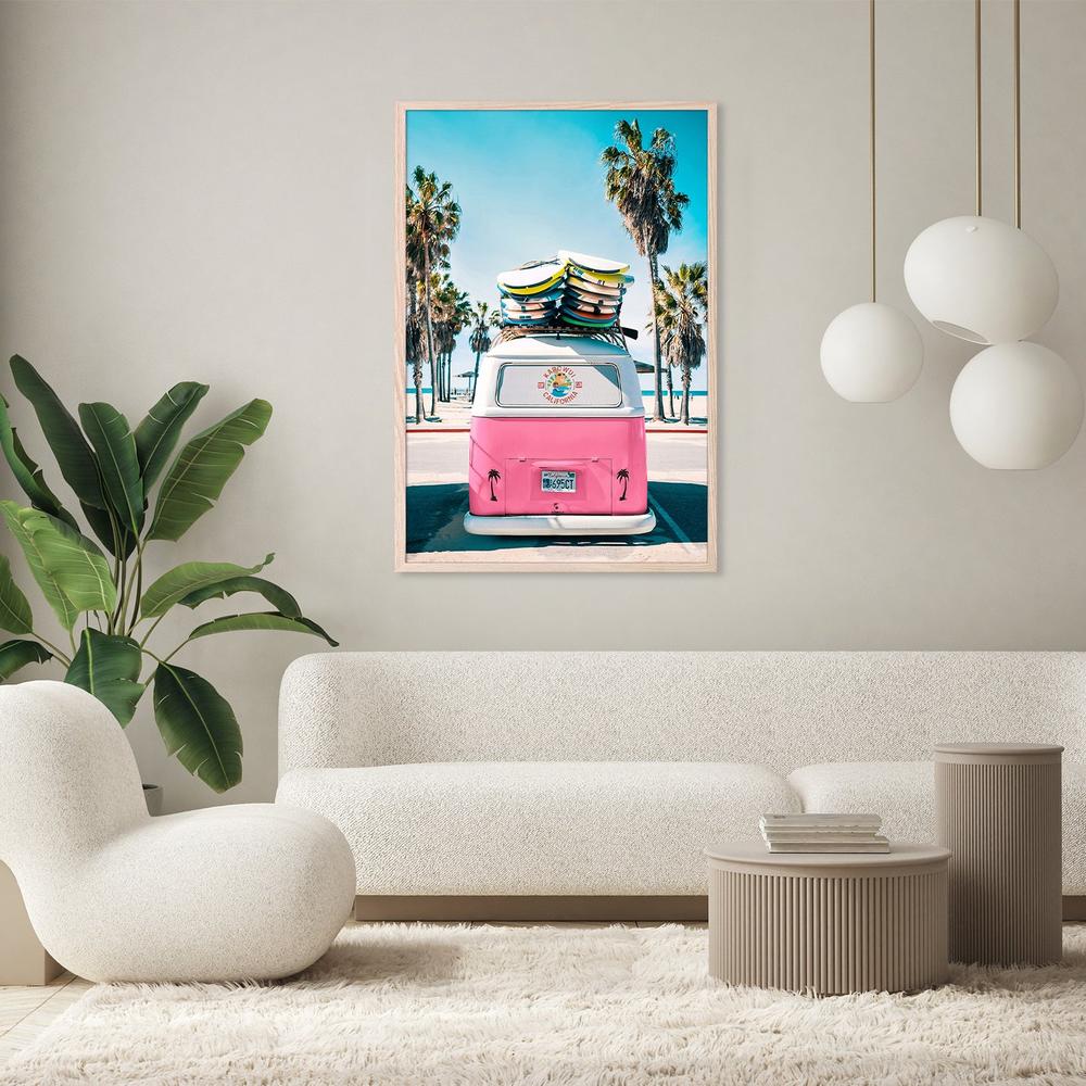 Van Life in Pink-by-Gal Pittel-wall-art-print-canvas-poster-framed-Gioia