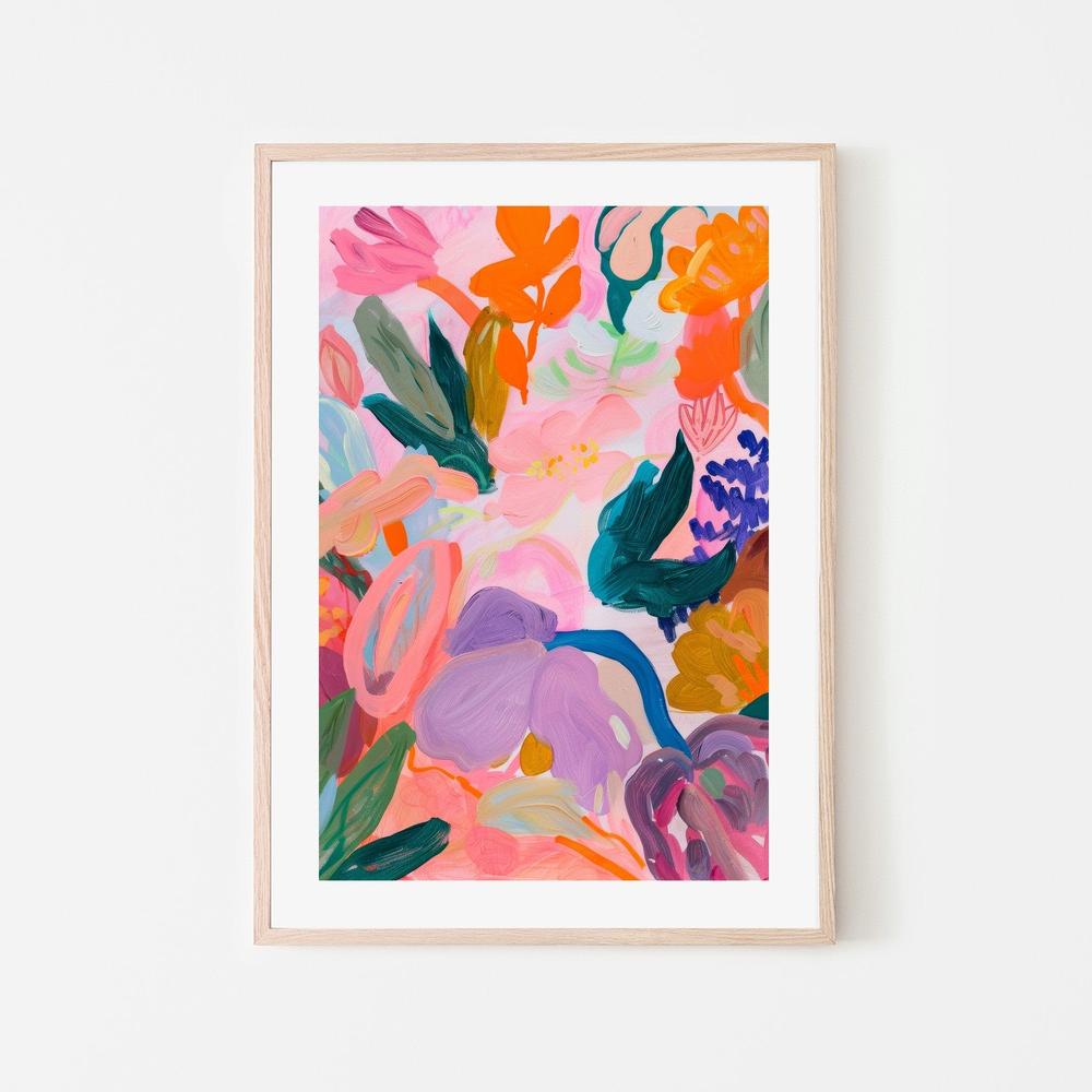Vibrant Abstract Blooms-by-Stephanie Jeuffroy-wall-art-print-canvas-poster-framed-Gioia