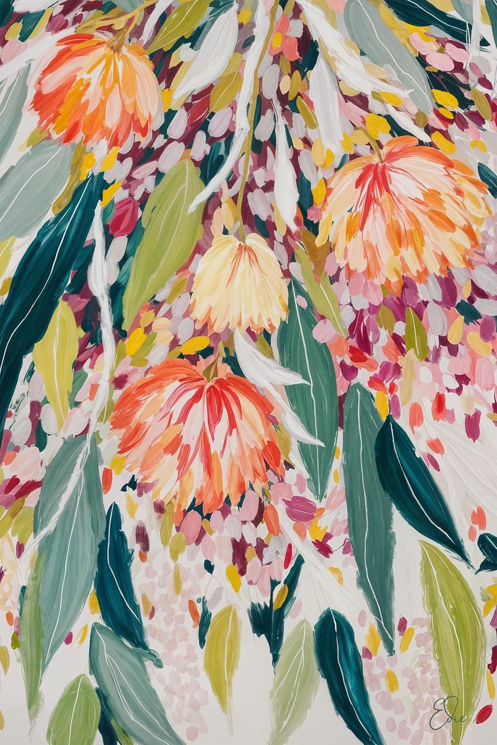 Vibrant Floral Cascade-by-Edie-wall-art-print-canvas-poster-framed-Gioia
