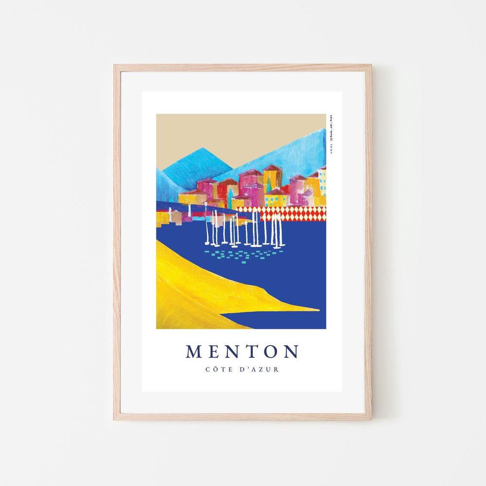 Vibrant Menton Harbor-by-Alex Nereuta-wall-art-print-canvas-poster-framed-Gioia