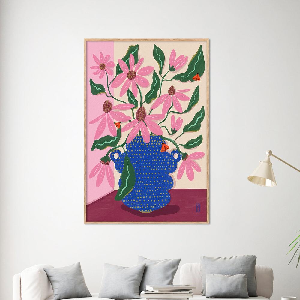 Vibrant Pink Blooms-by-Dirkie Nell-wall-art-print-canvas-poster-framed-Gioia