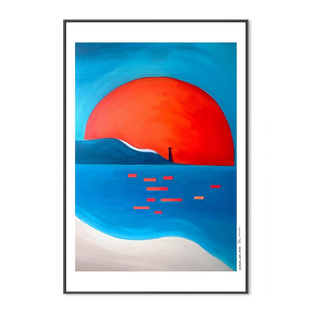 Vibrant Sunset Lighthouse-by-Alex Nereuta-wall-art-print-canvas-poster-framed-Gioia