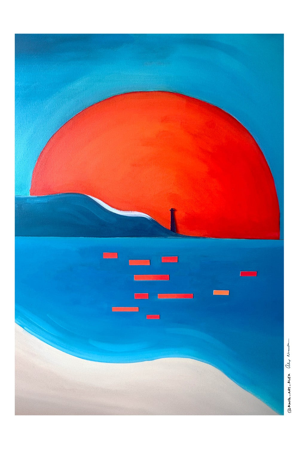 Vibrant Sunset Lighthouse-by-Alex Nereuta-wall-art-print-canvas-poster-framed-Gioia