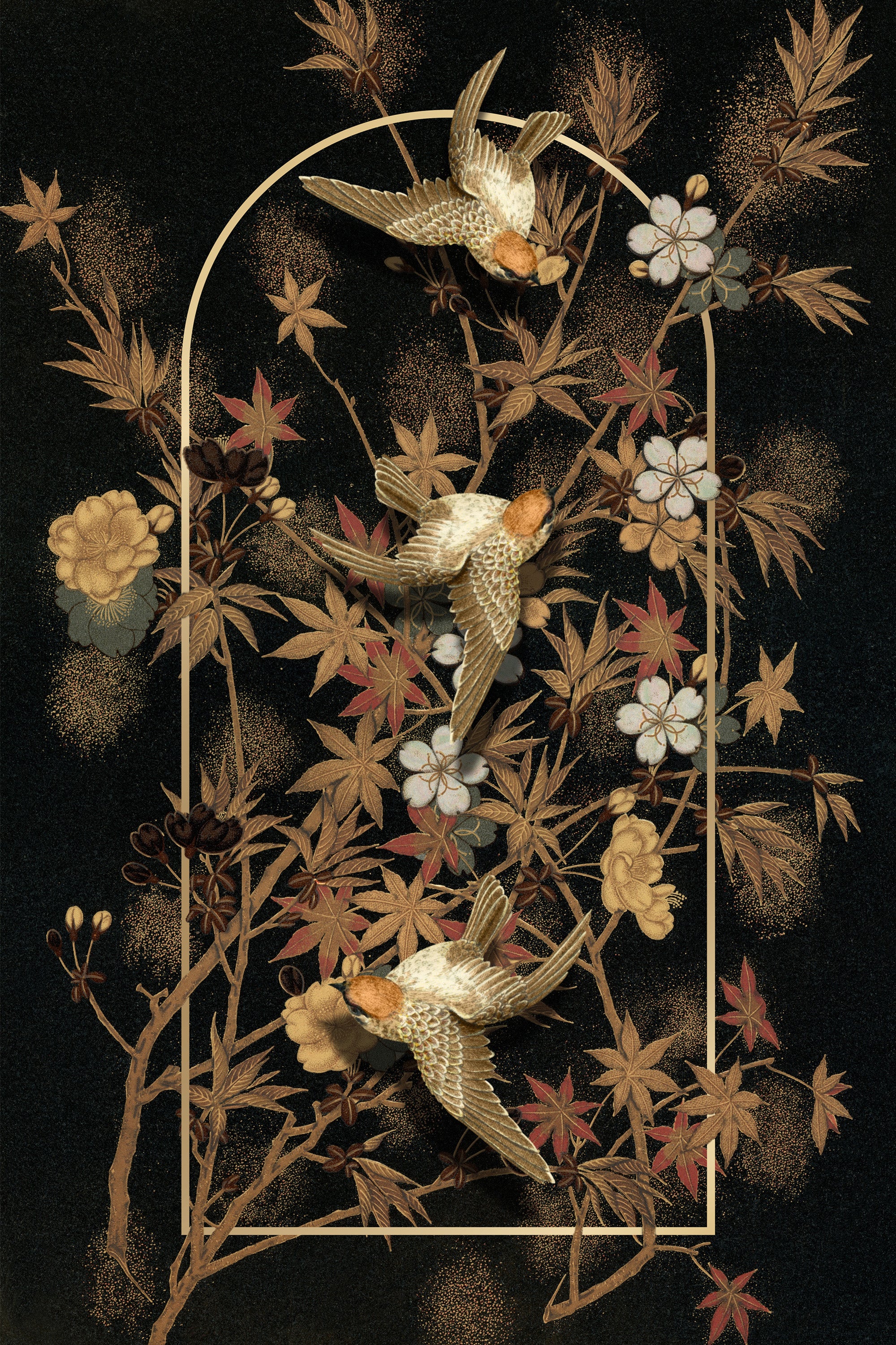 wall-art-print-canvas-poster-framed-A Japanese Autumn Collage-1