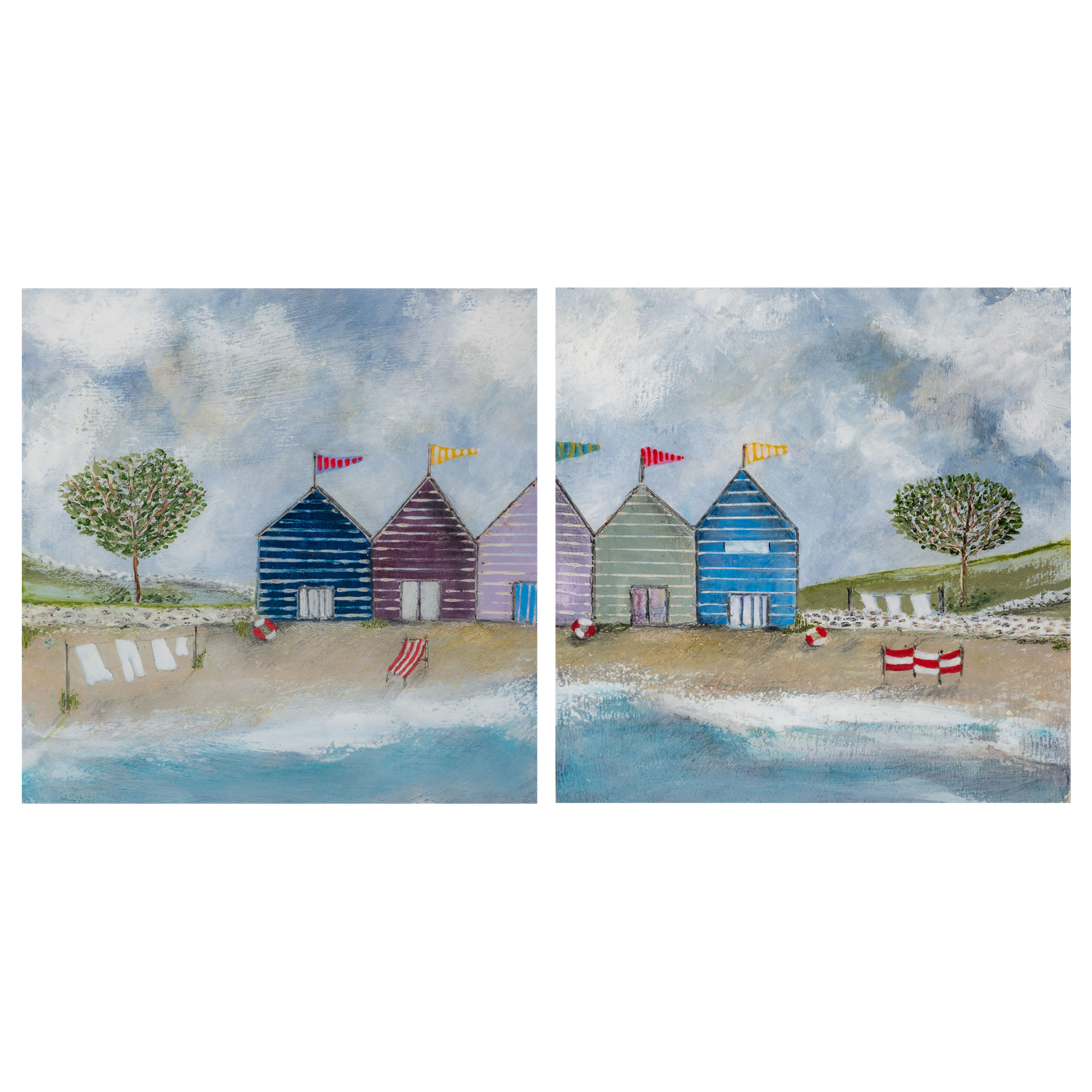 wall-art-print-canvas-poster-framed-A Long Beach Day, Style A & B, Set Of 2 , By Louise O'Hara-1