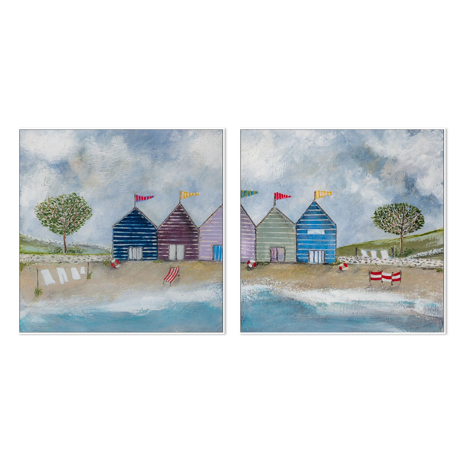 wall-art-print-canvas-poster-framed-A Long Beach Day, Style A & B, Set Of 2 , By Louise O'Hara-5