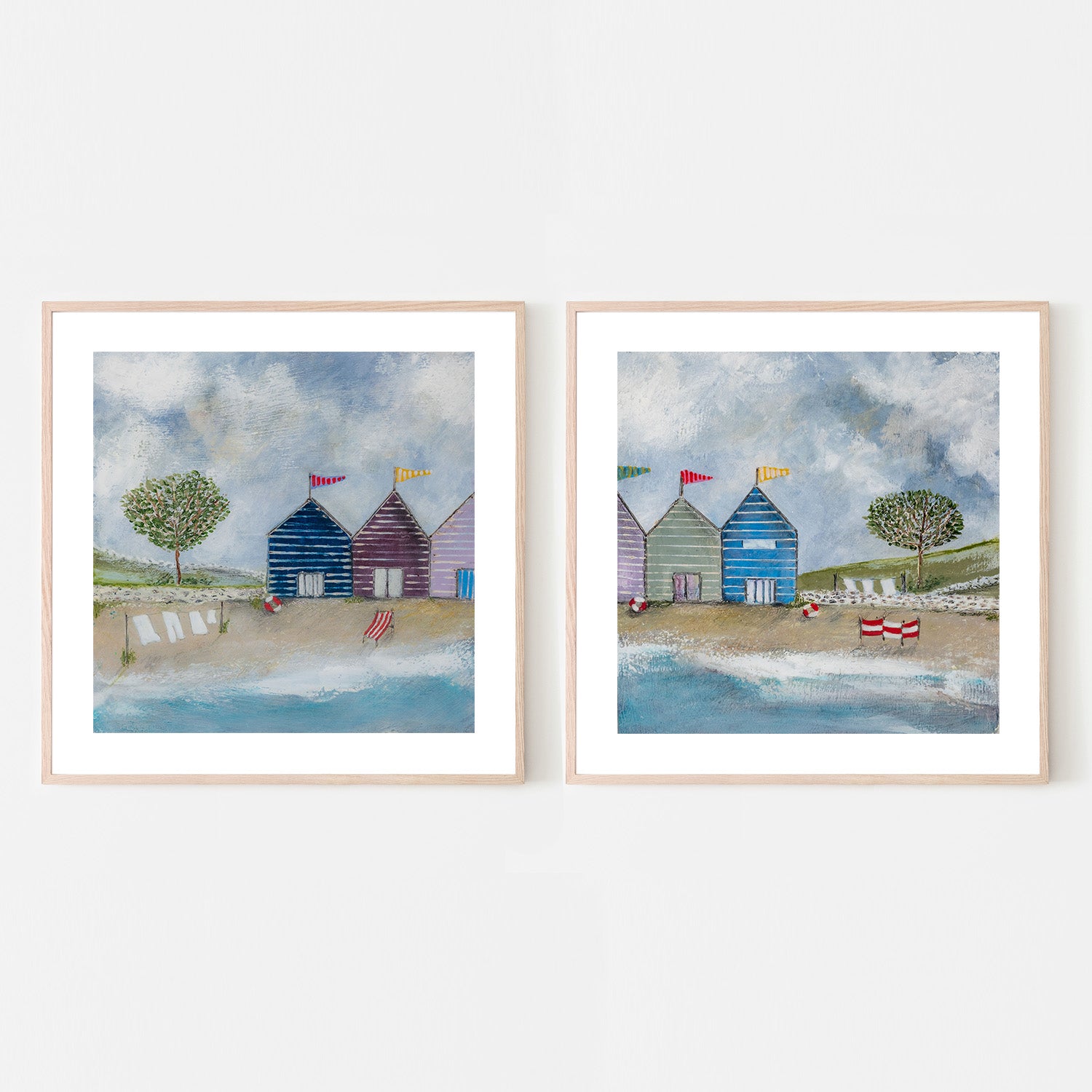 wall-art-print-canvas-poster-framed-A Long Beach Day, Style A & B, Set Of 2 , By Louise O'Hara-6