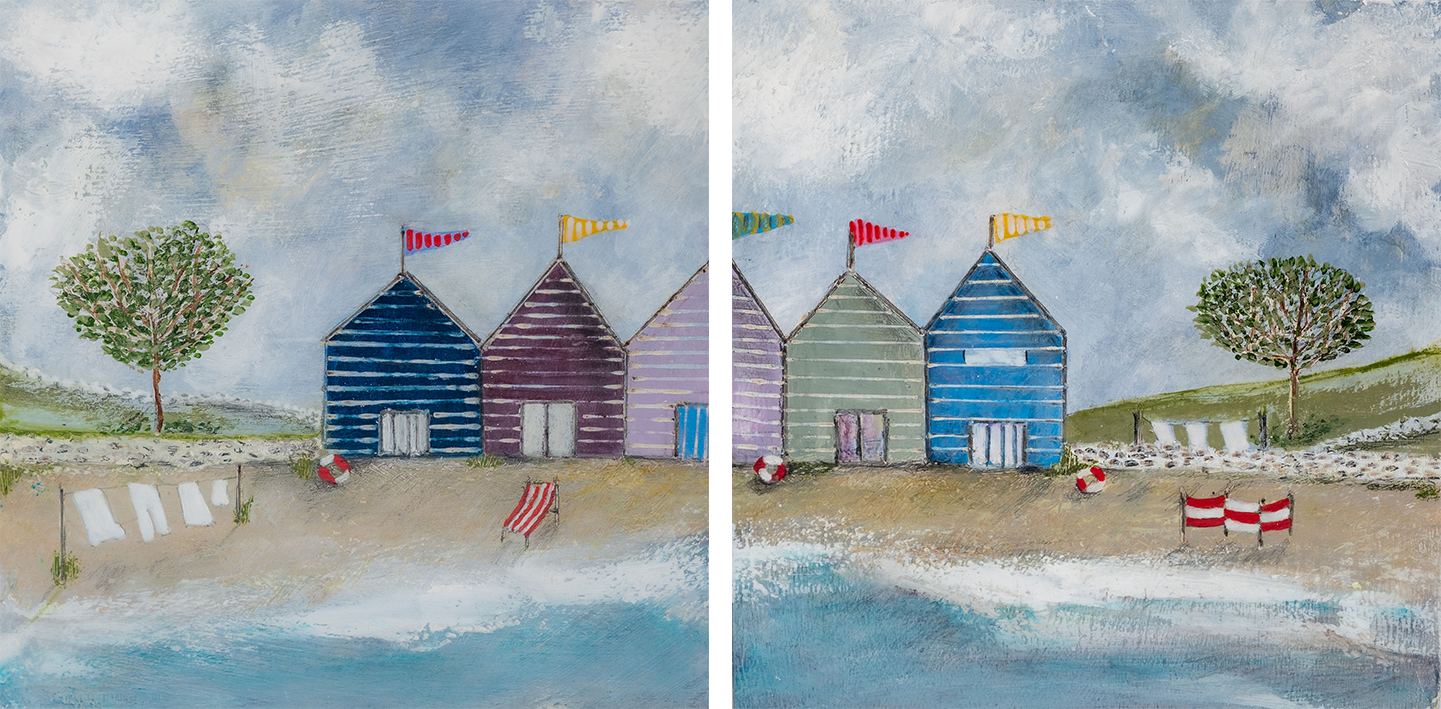 wall-art-print-canvas-poster-framed-A Long Beach Day, Style A & B, Set Of 2 , By Louise O'Hara-8