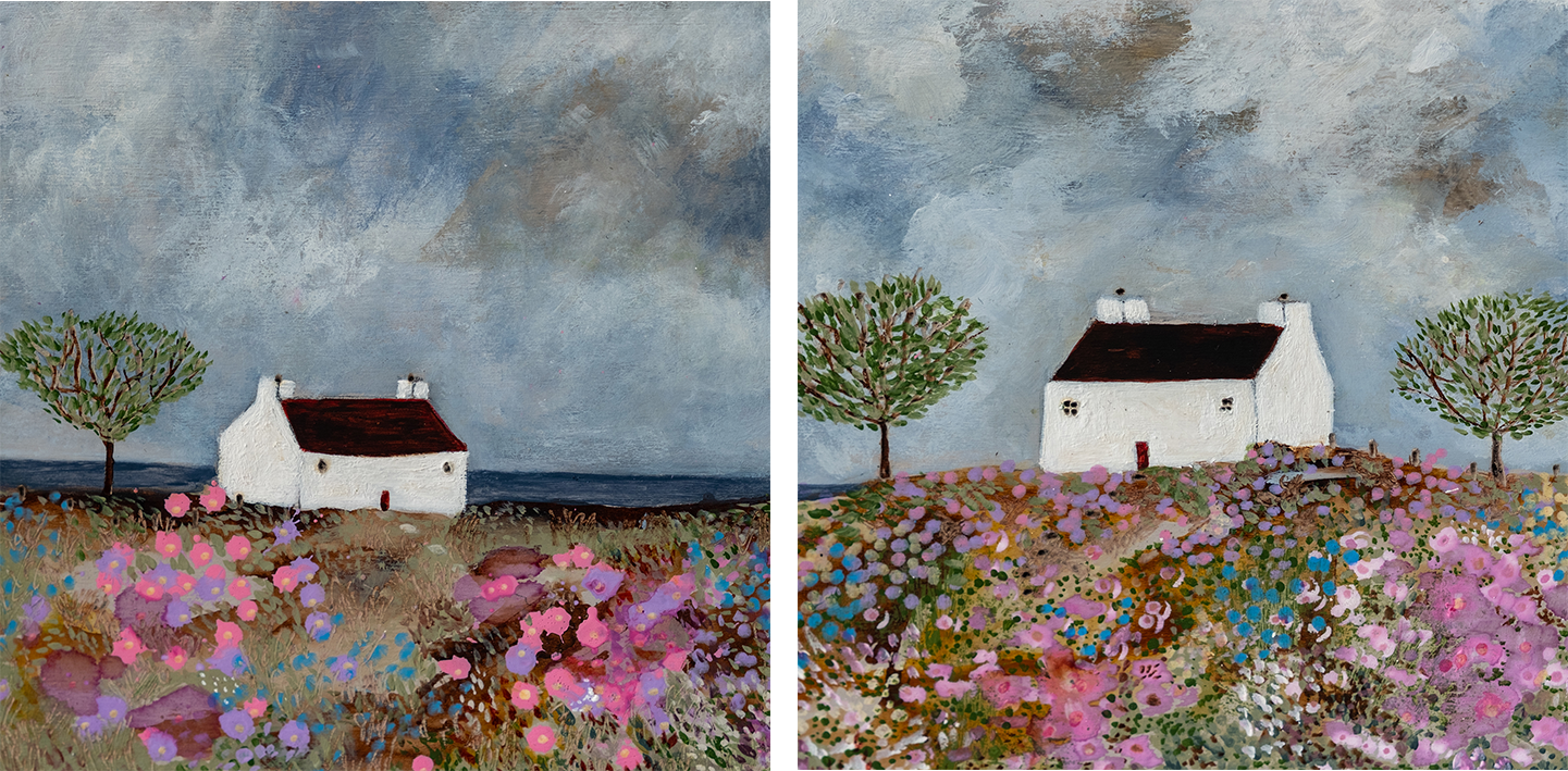 wall-art-print-canvas-poster-framed-A Splash Of Colour & Secrets Of A Summer Meadow , Set Of 2 , By Louise O'Hara-1
