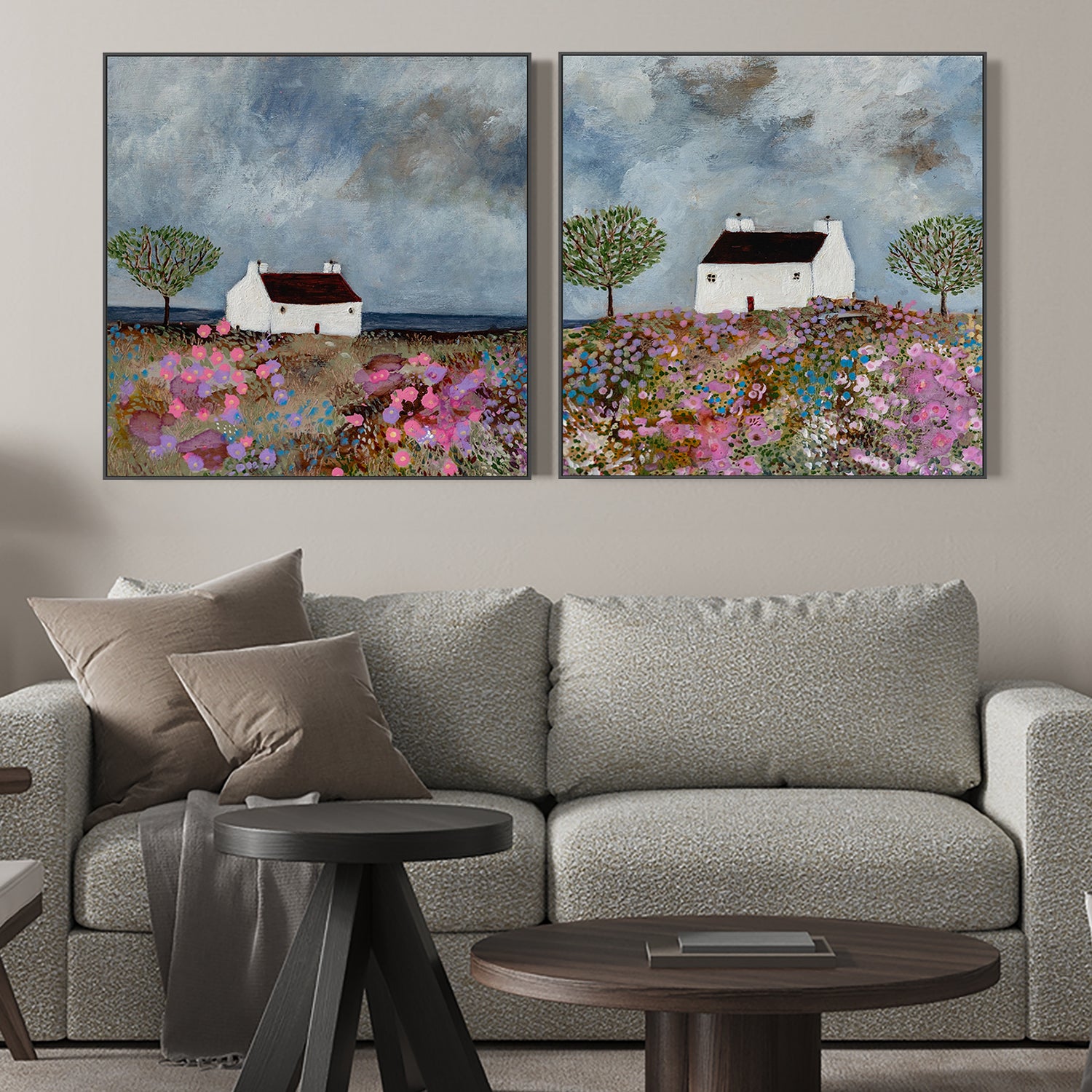 wall-art-print-canvas-poster-framed-A Splash Of Colour & Secrets Of A Summer Meadow , Set Of 2 , By Louise O'Hara-2