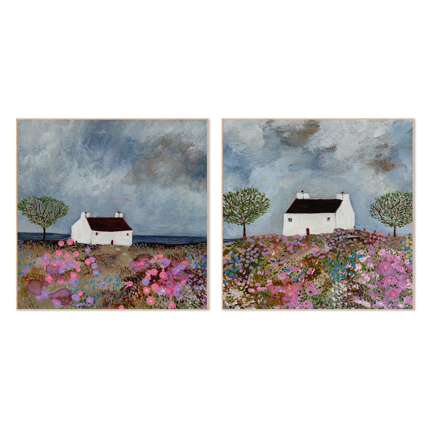 wall-art-print-canvas-poster-framed-A Splash Of Colour & Secrets Of A Summer Meadow , Set Of 2 , By Louise O'Hara-4