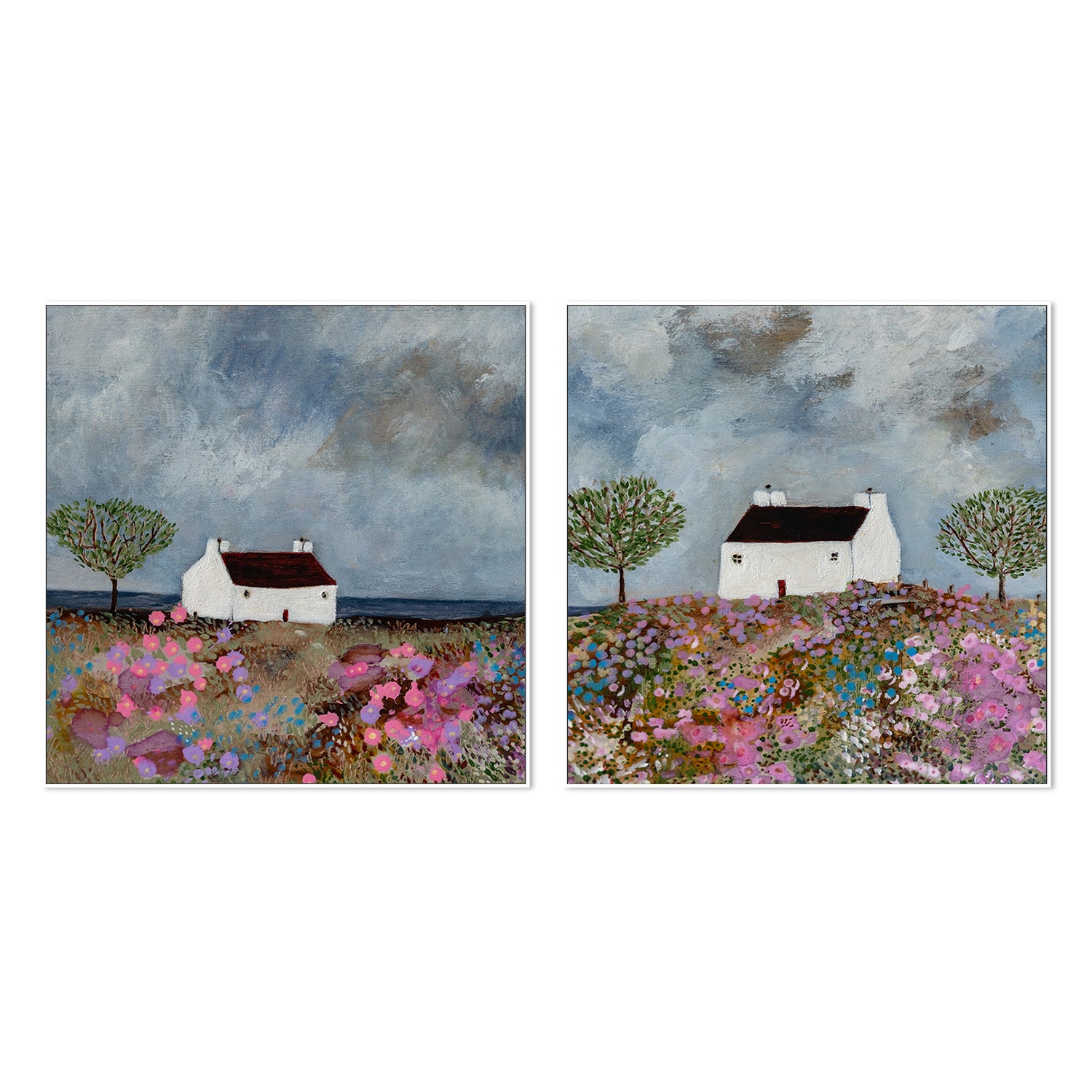 wall-art-print-canvas-poster-framed-A Splash Of Colour & Secrets Of A Summer Meadow , Set Of 2 , By Louise O'Hara-5