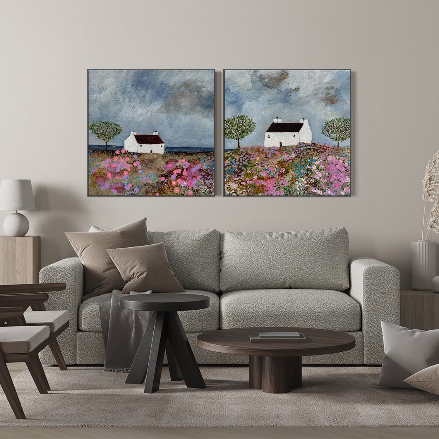 wall-art-print-canvas-poster-framed-A Splash Of Colour & Secrets Of A Summer Meadow , Set Of 2 , By Louise O'Hara-7