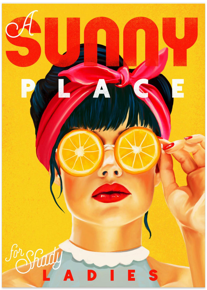 wall-art-print-canvas-poster-framed-A Sunny Place For Shady Ladies Orange Pinup Art , By Brett Gramse-11