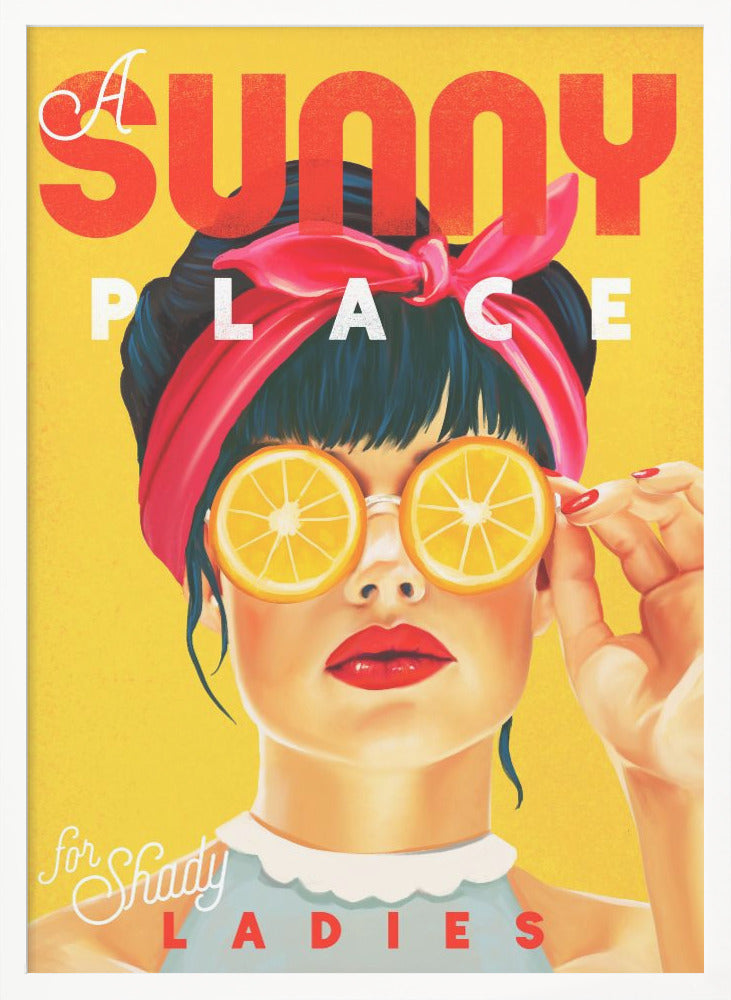 wall-art-print-canvas-poster-framed-A Sunny Place For Shady Ladies Orange Pinup Art , By Brett Gramse-3