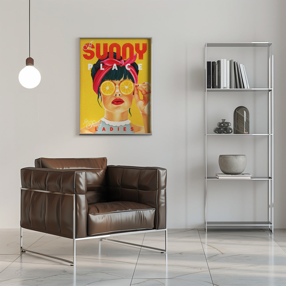 wall-art-print-canvas-poster-framed-A Sunny Place For Shady Ladies Orange Pinup Art , By Brett Gramse-5