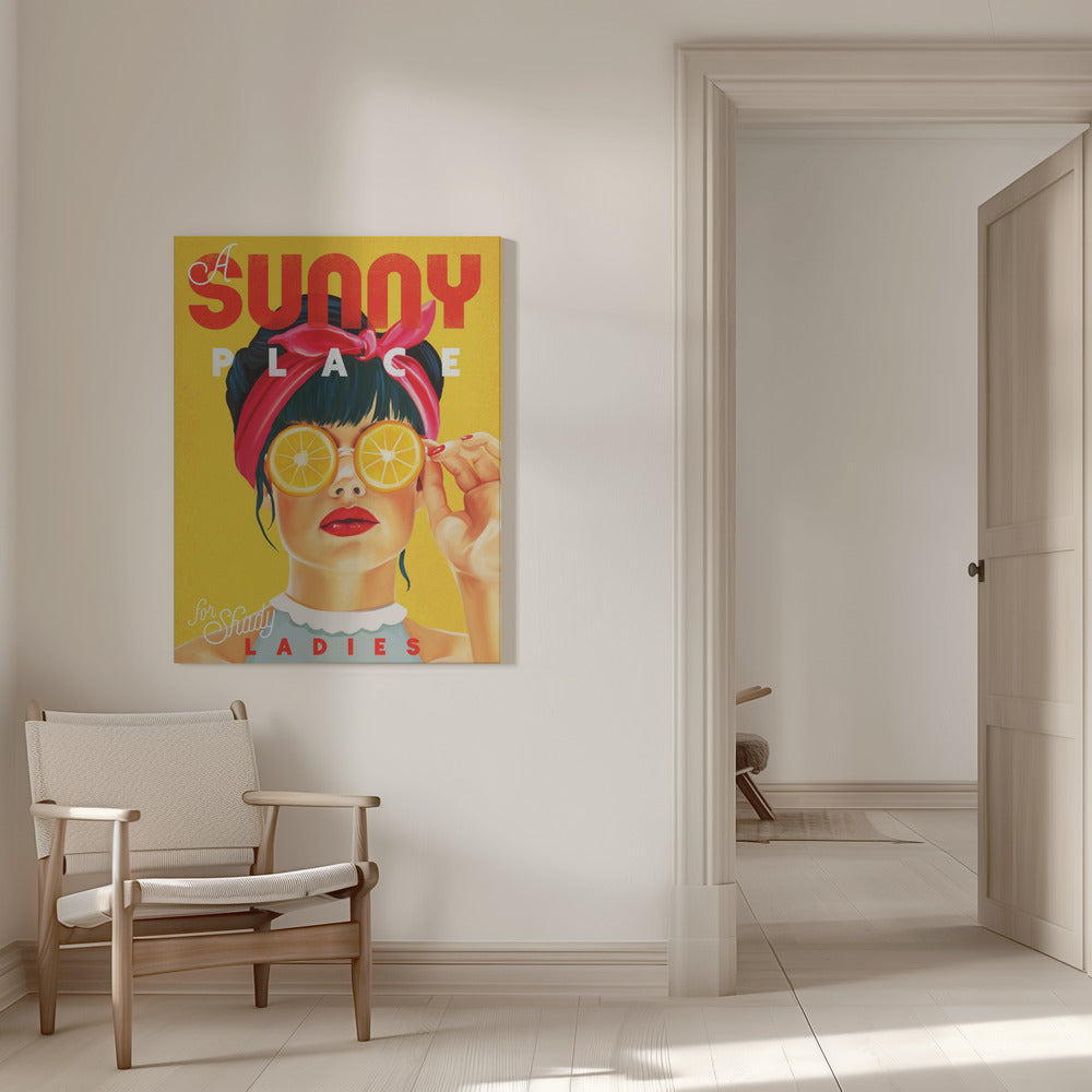 wall-art-print-canvas-poster-framed-A Sunny Place For Shady Ladies Orange Pinup Art , By Brett Gramse-6