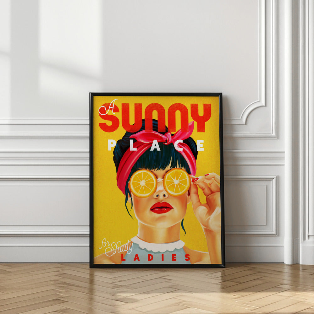 wall-art-print-canvas-poster-framed-A Sunny Place For Shady Ladies Orange Pinup Art , By Brett Gramse-8