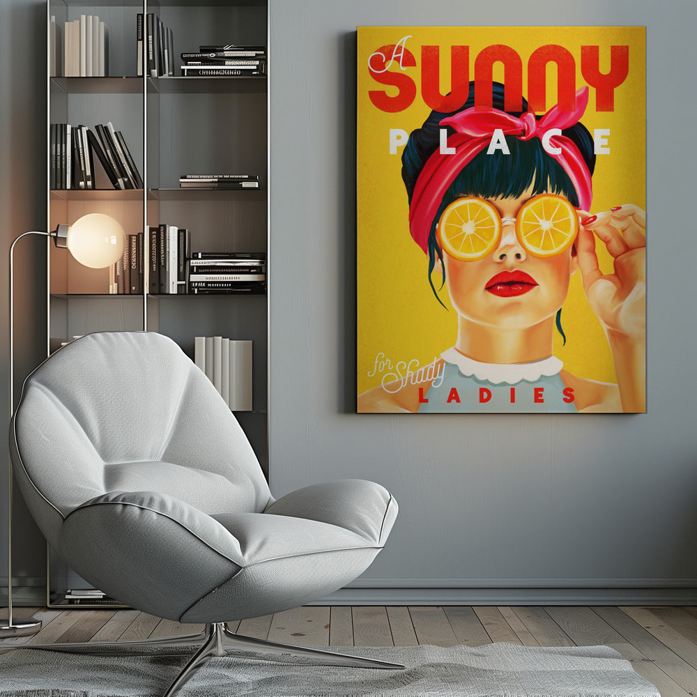 wall-art-print-canvas-poster-framed-A Sunny Place For Shady Ladies Orange Pinup Art , By Brett Gramse-9