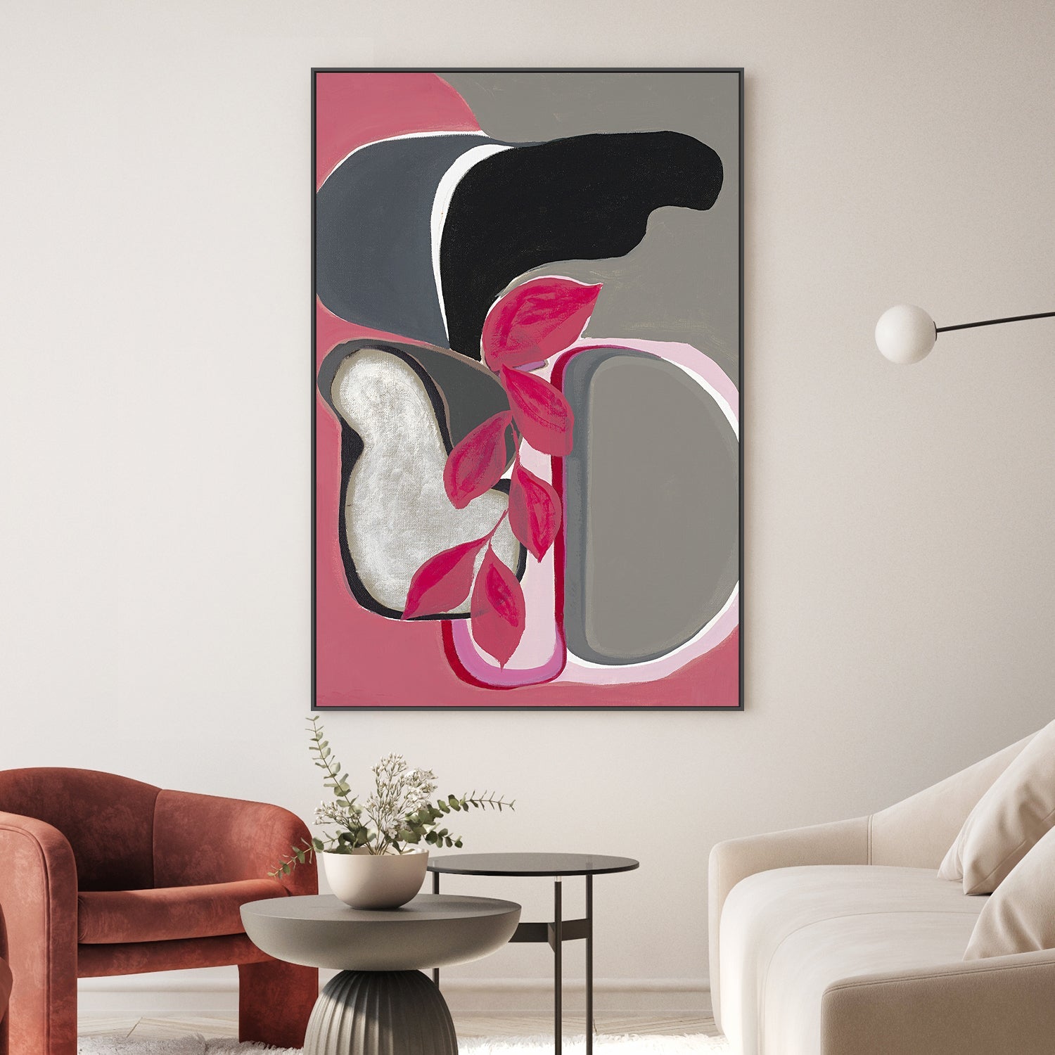 wall-art-print-canvas-poster-framed-Abstract Bloom Fuchsia , By Lynda Skye-2